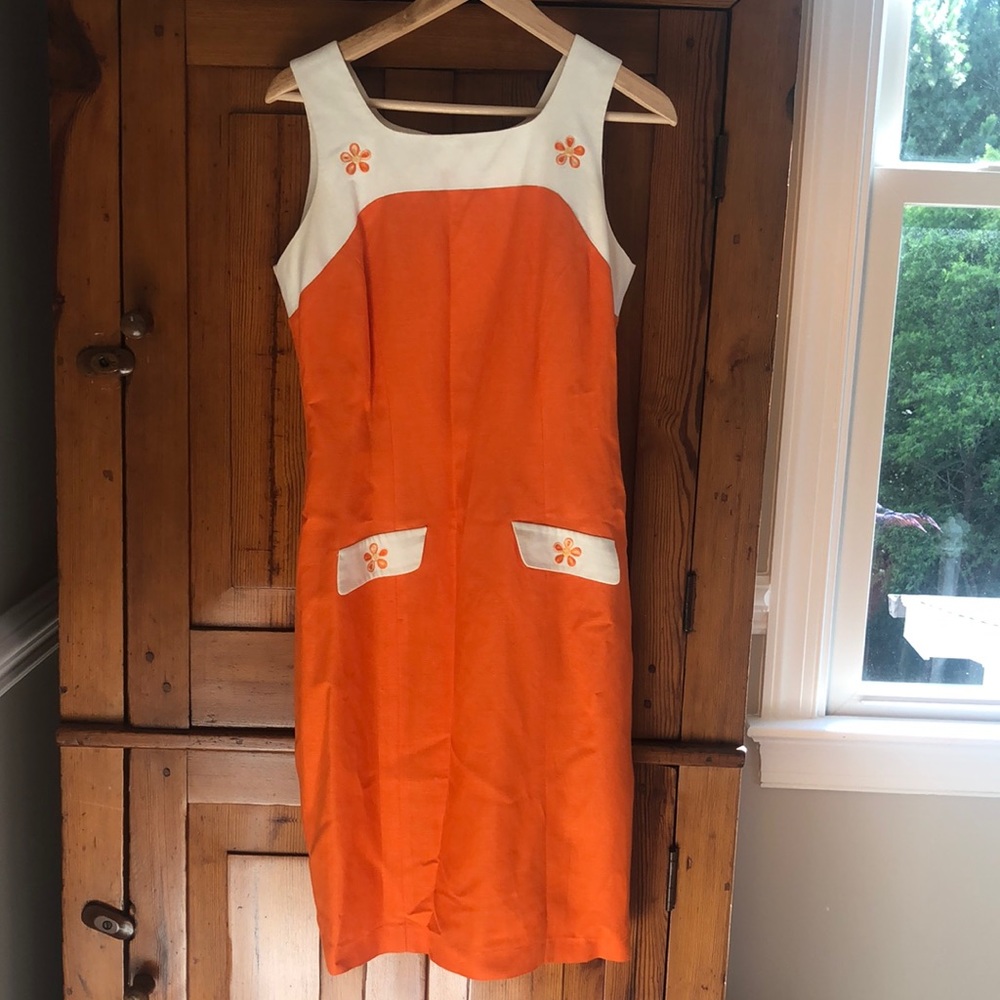 Retro Orange and White Dress